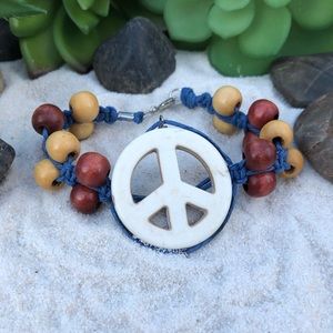 Hemp Macrame Peace Sign Bracelet or Anklet